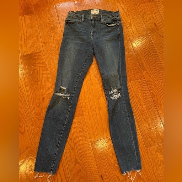 Frame Denim Denim - FRAME Denim Le High Skinny Jeans Distressed High Rise Blue Size 26